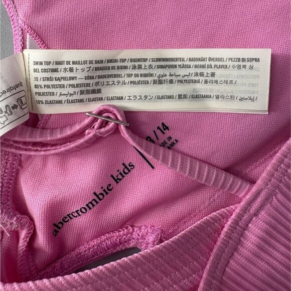 Abercrombie Kids Pink Ribbed Bikini Set Girl's 13/14 Adjustable Straps Swimwear - Picture 6 of 7